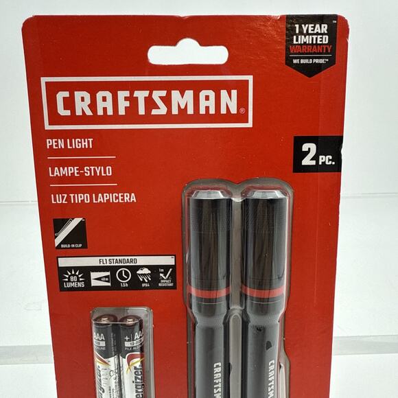 Craftsman Pen Light 80 Lumens LED Flashlight 2 Pc #CMXLFAG65574 - Picture 2 of 6